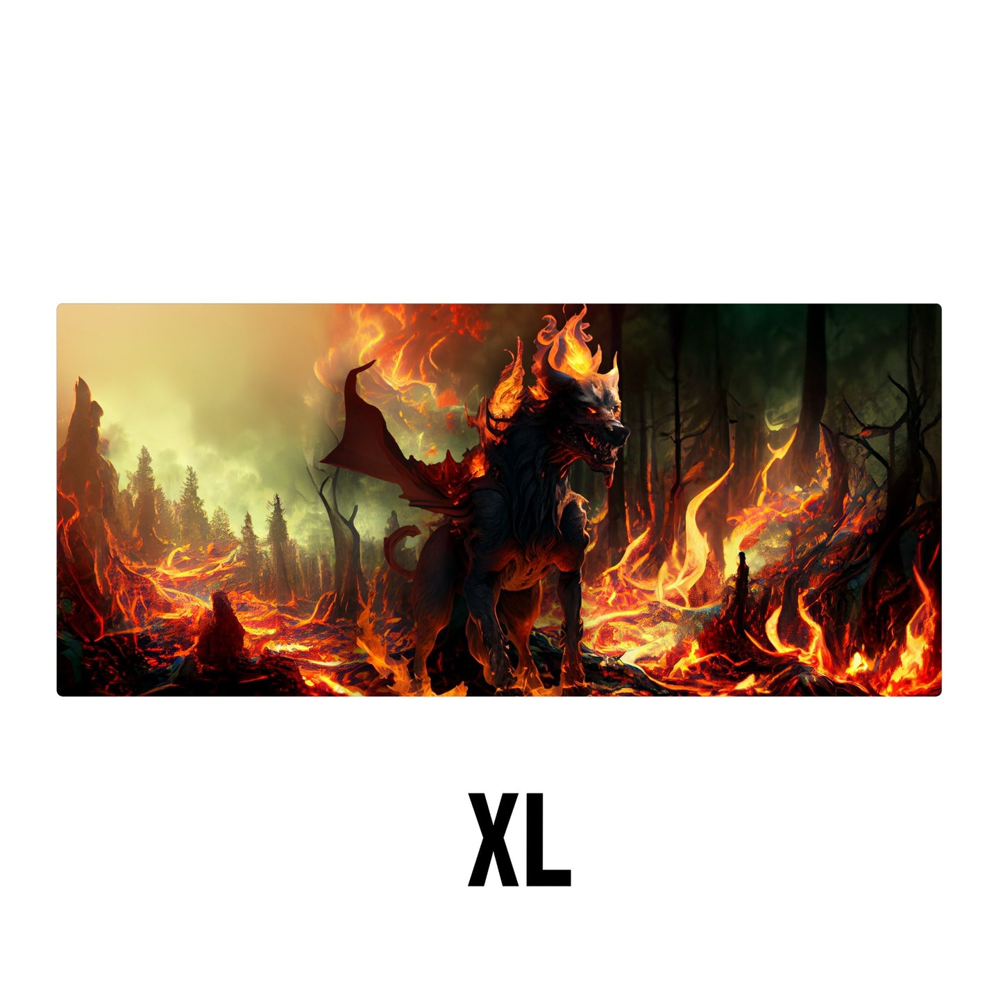 Burning Hellhound Desk Mat | Mouse Pad | Gaming & Office Desk Mat - Goblintechkeys