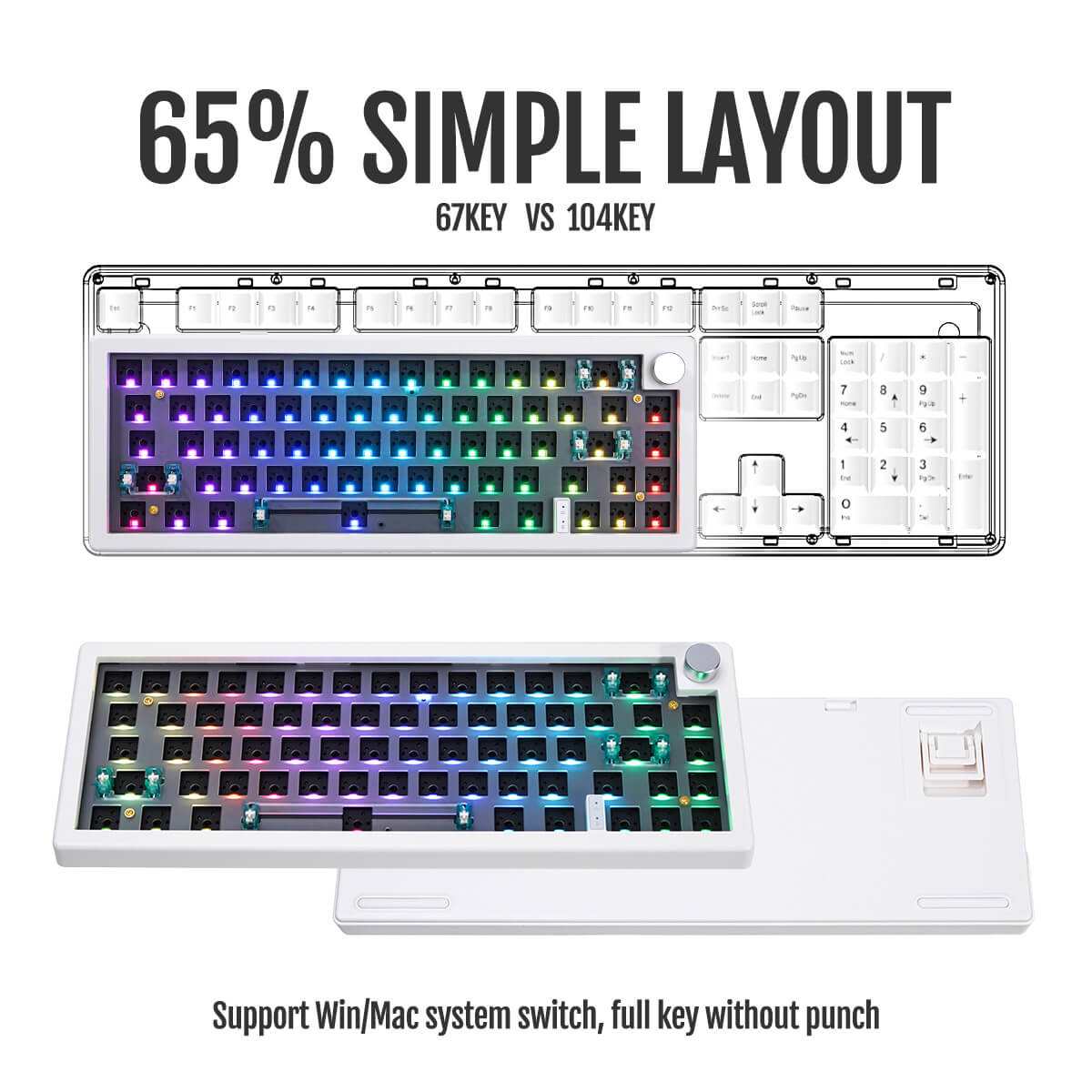 GMK67 65% Wireless Mechanical Keyboard Barebone Kit - Goblintechkeys