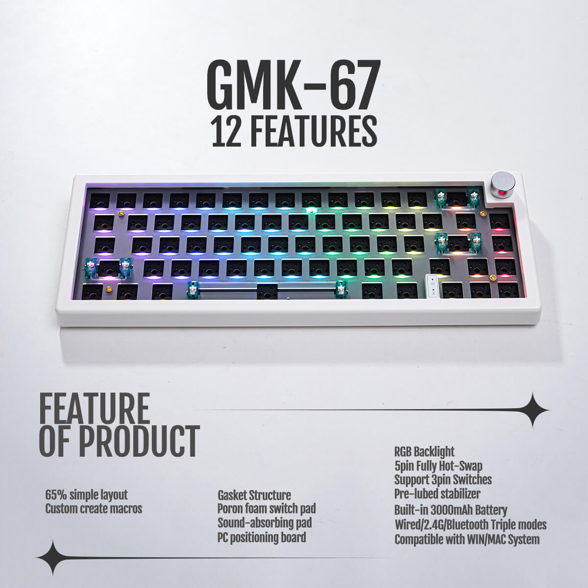 GMK67 65% Wireless Mechanical Keyboard Barebone Kit - Goblintechkeys