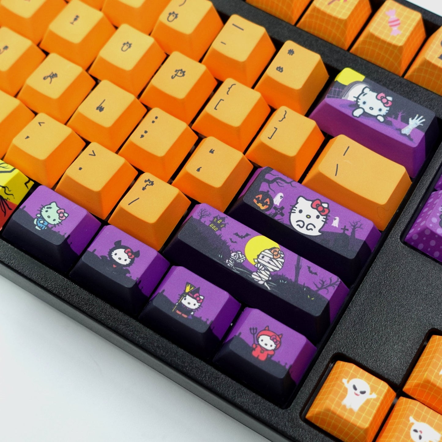 Hello Kitty Halloween Themed Keycaps | Cute Keycaps - Goblintechkeys