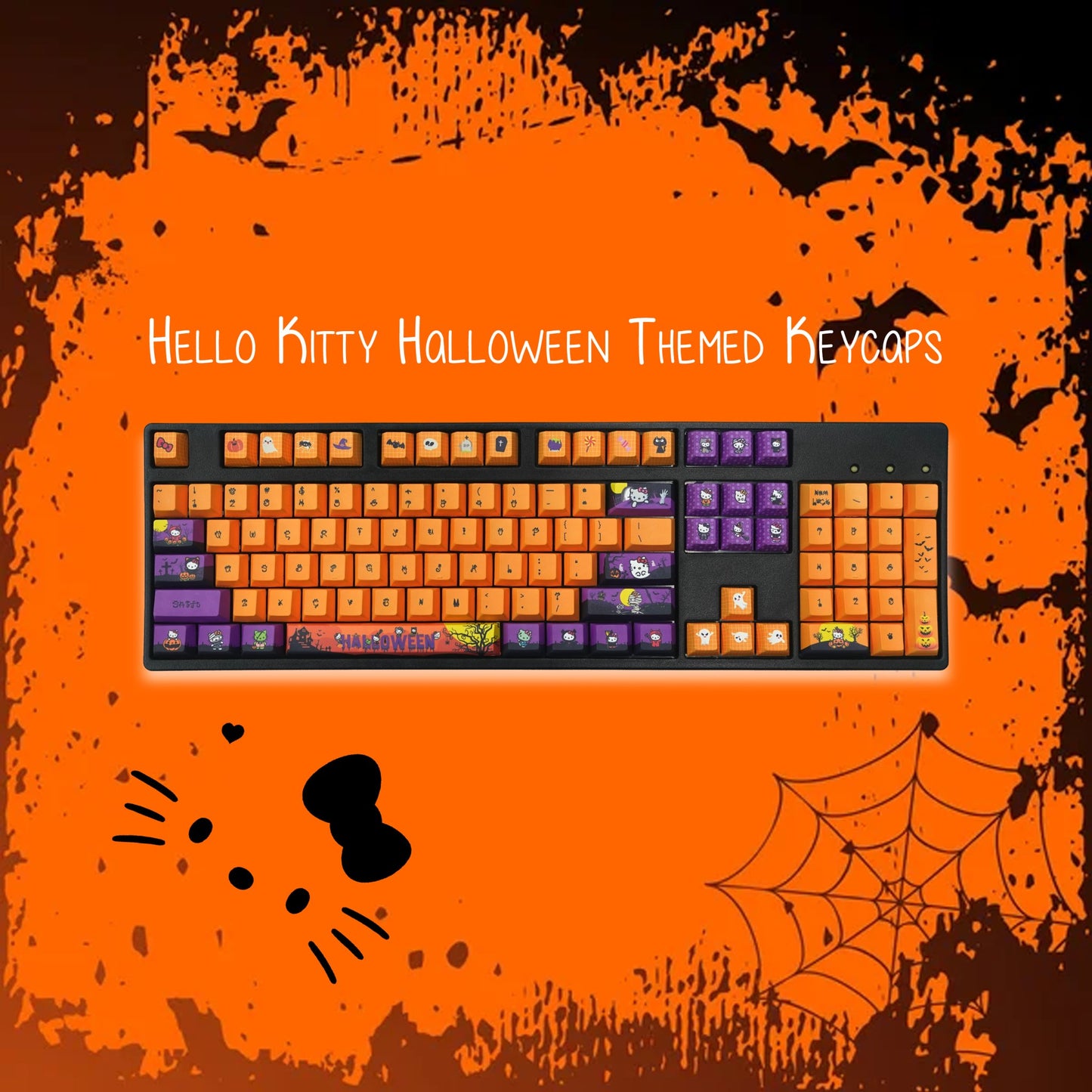 Hello Kitty Halloween Themed Keycaps | Cute Keycaps - Goblintechkeys