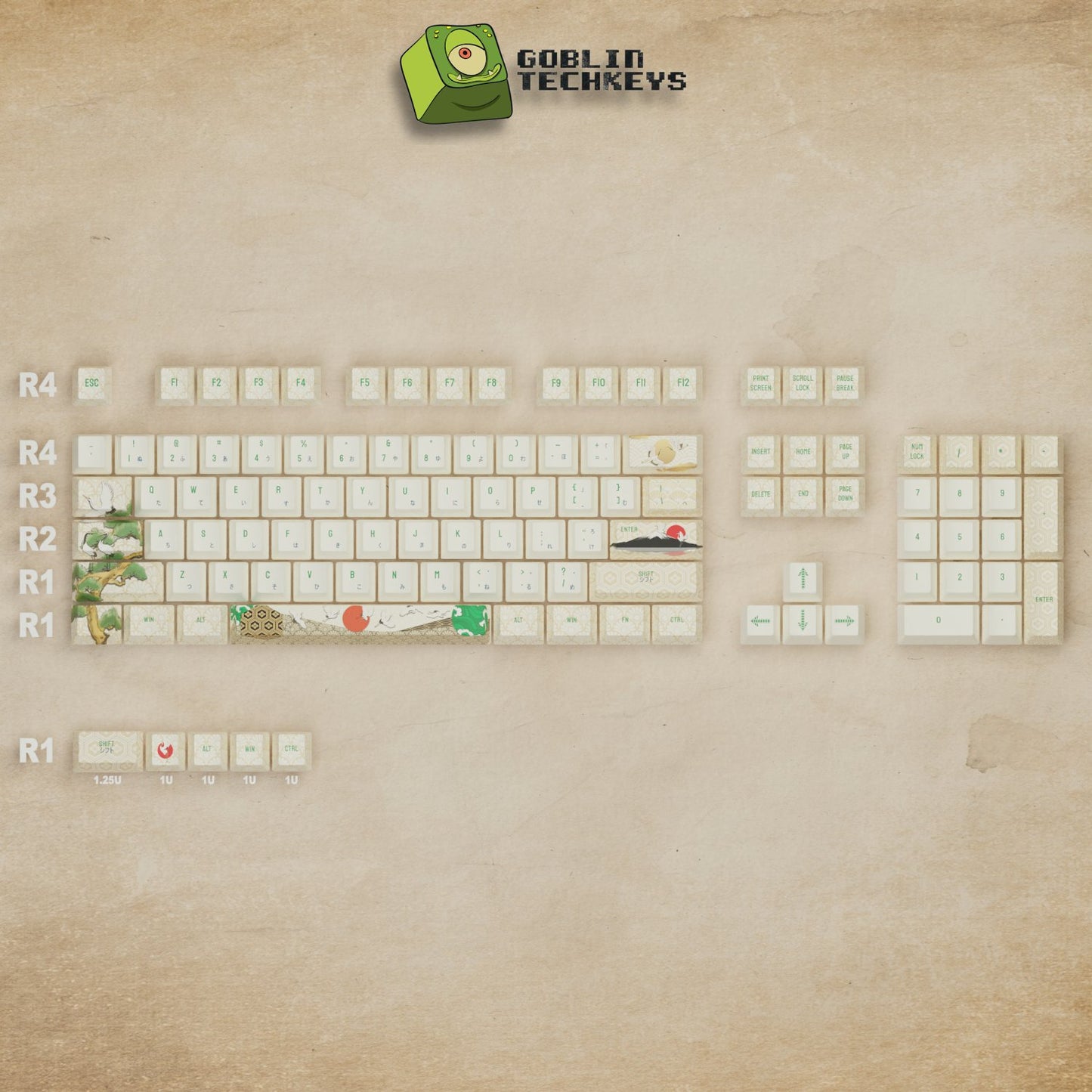 Japanese Crane Keycaps - Goblintechkeys