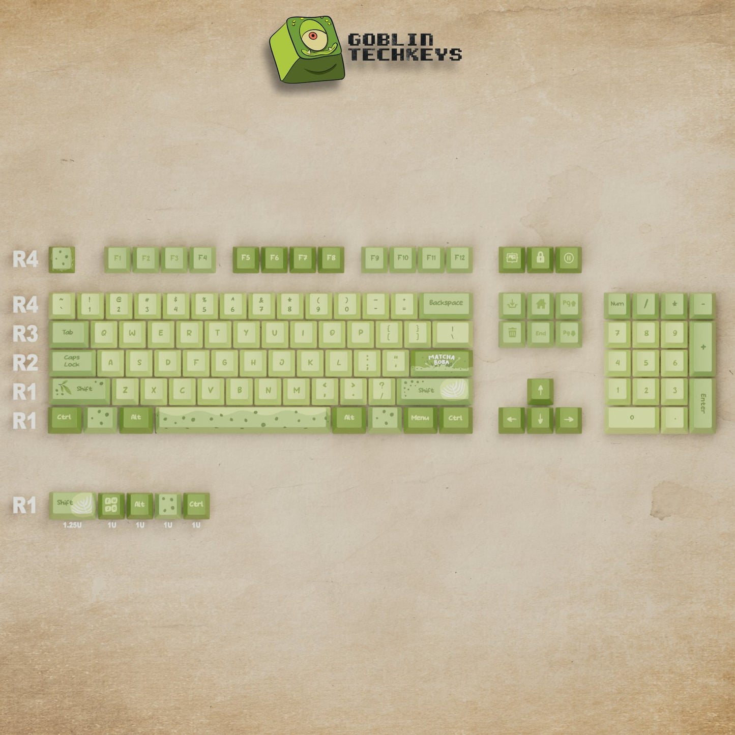 Matcha Boba Keycaps - Goblintechkeys
