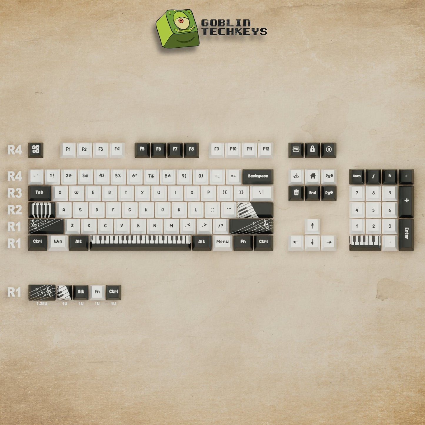 Piano Keycaps - Goblintechkeys
