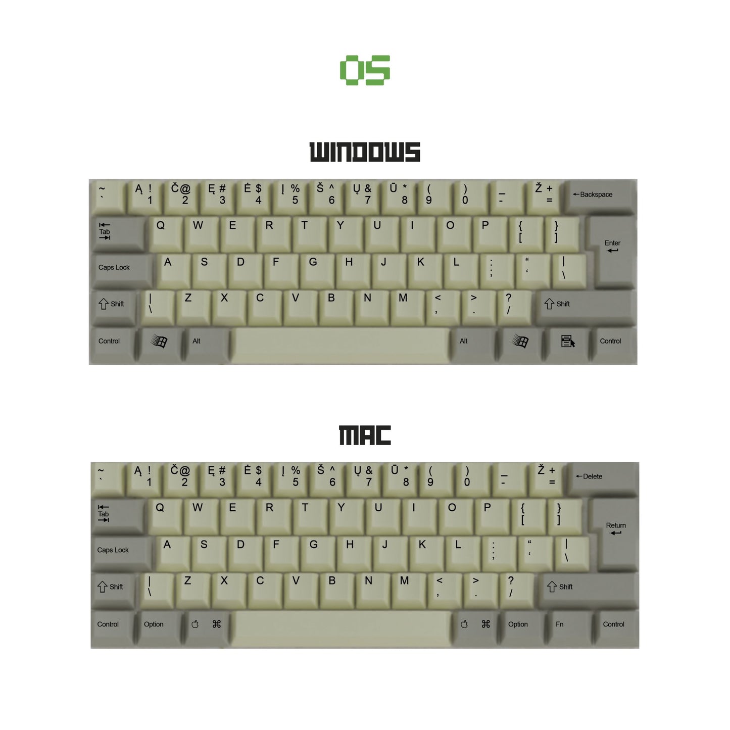 QWERTY Classic Vintage Keycaps Set | Retro Keycaps - Goblintechkeys