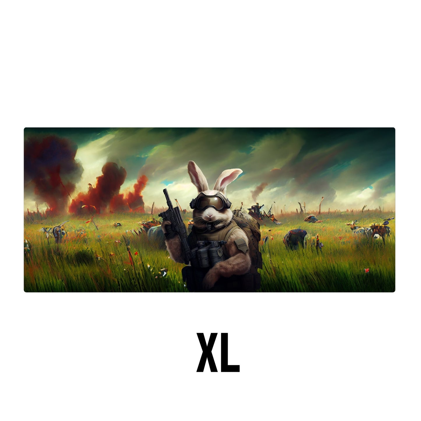 Rabbit Soldier Desk Mat | Mouse Pad | Gaming & Office Desk Mat - Goblintechkeys