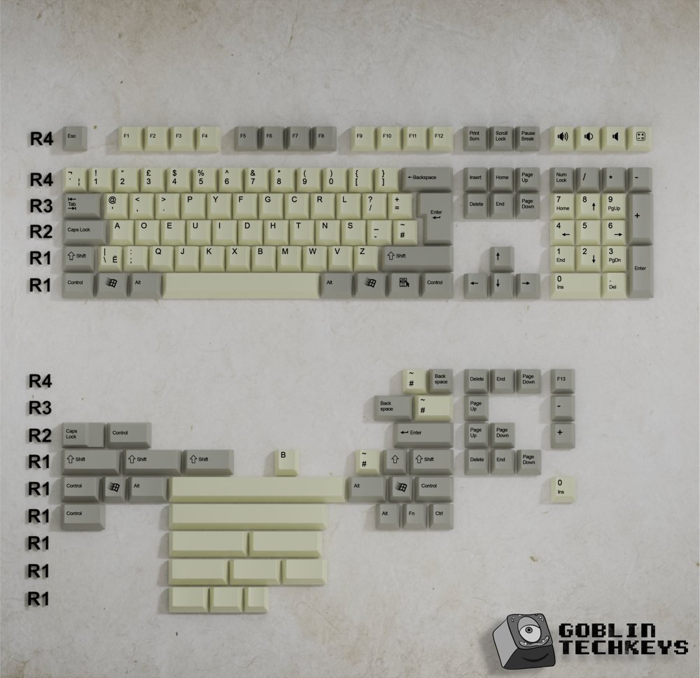 UK Dvorak Classic Vintage Keycaps Set | Retro Keycaps - Goblintechkeys