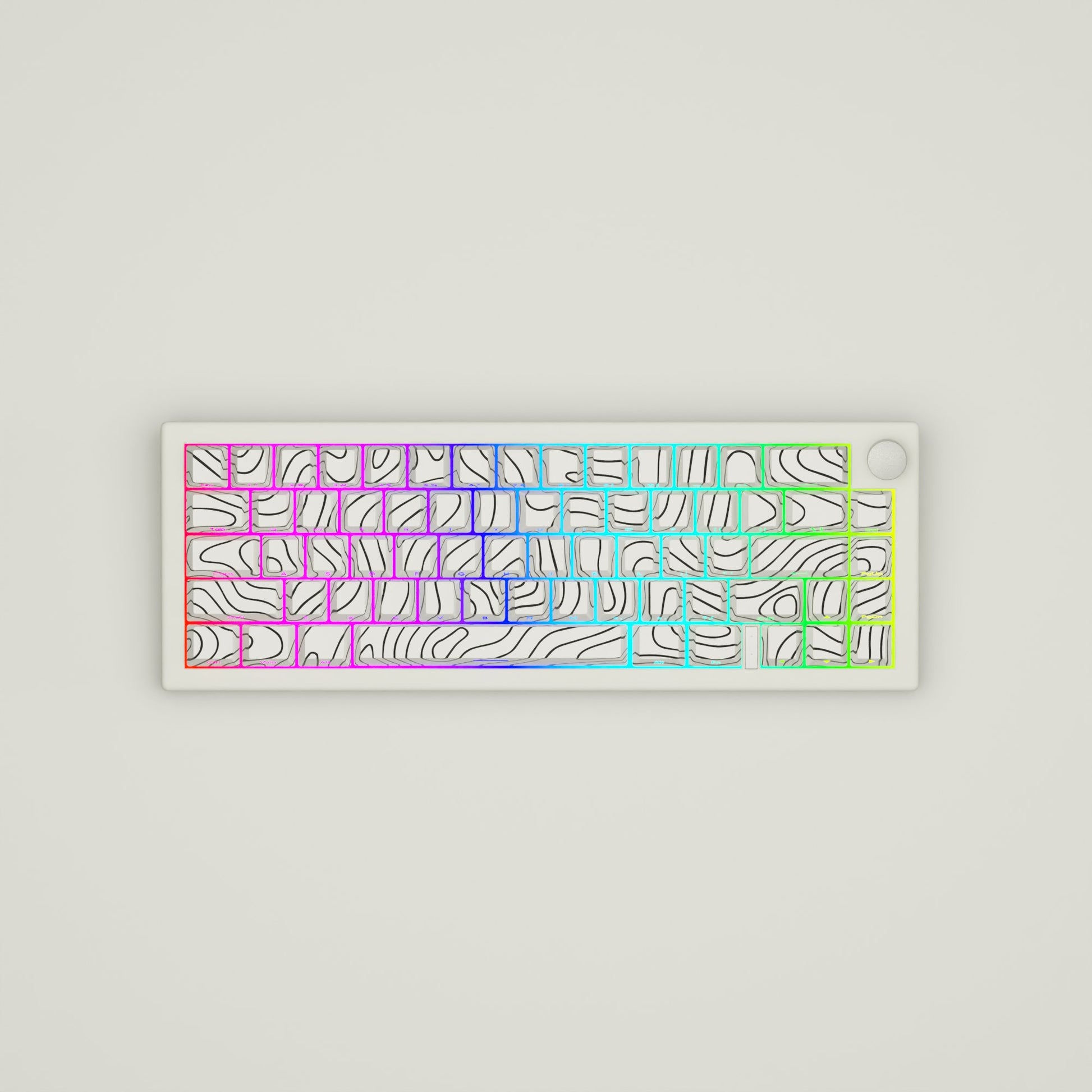 White Topographic GMK67 Keyboard(65% Mechanical Keyboard with knob) - Goblintechkeys