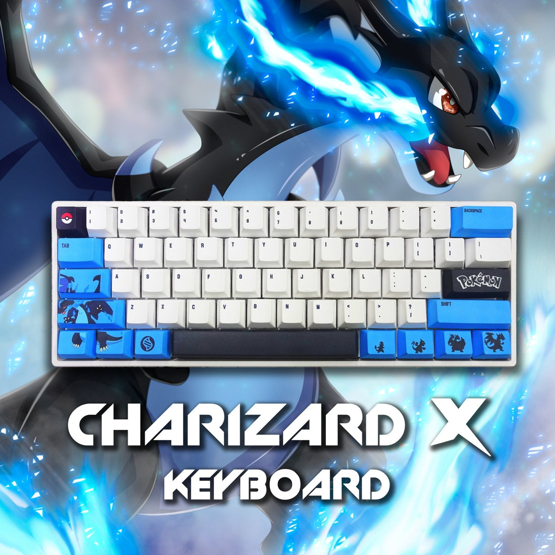 Fans Designed Pokemon Keycaps: Charizard X Keycaps - Goblintechkeys
