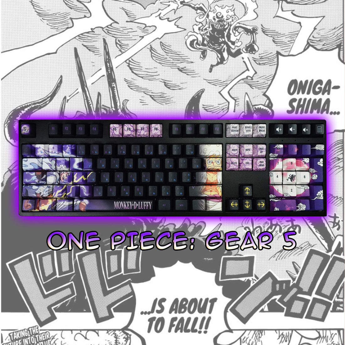 One Piece Anime Keycaps : Luffy Gear 5 Custom Keycaps - Goblintechkeys
