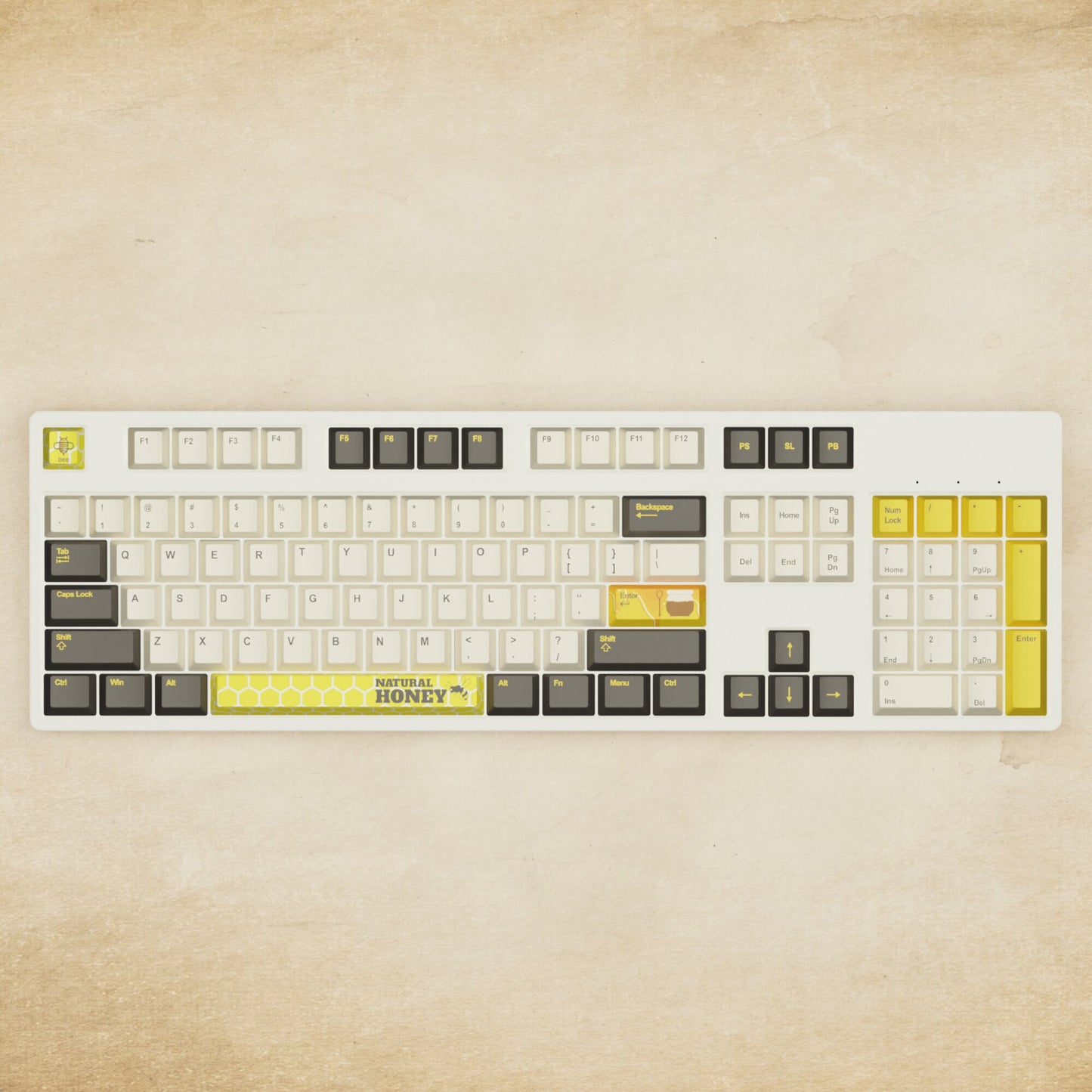 Alpha 108 - 100% Bee Mechanical Keyboard | Yellow Keyboard