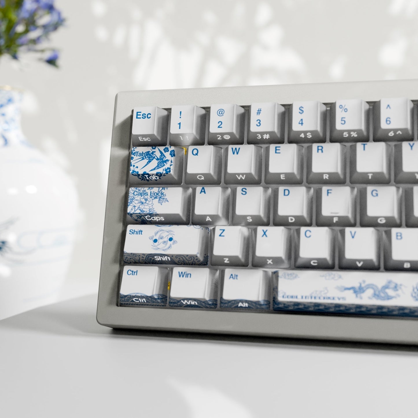 Blue pottery Keycaps - Goblintechkeys