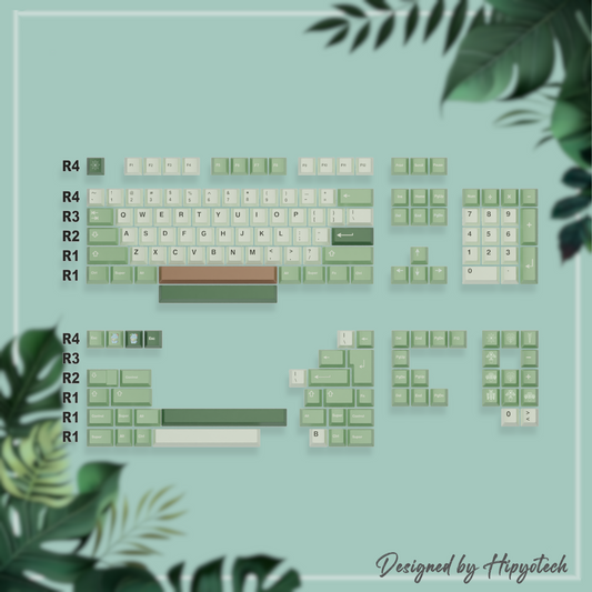 HipyoCaps Jungle | Plant Themed Keycap Set | 159 Keys PBT Keycaps | Hipyo Tech Keycaps