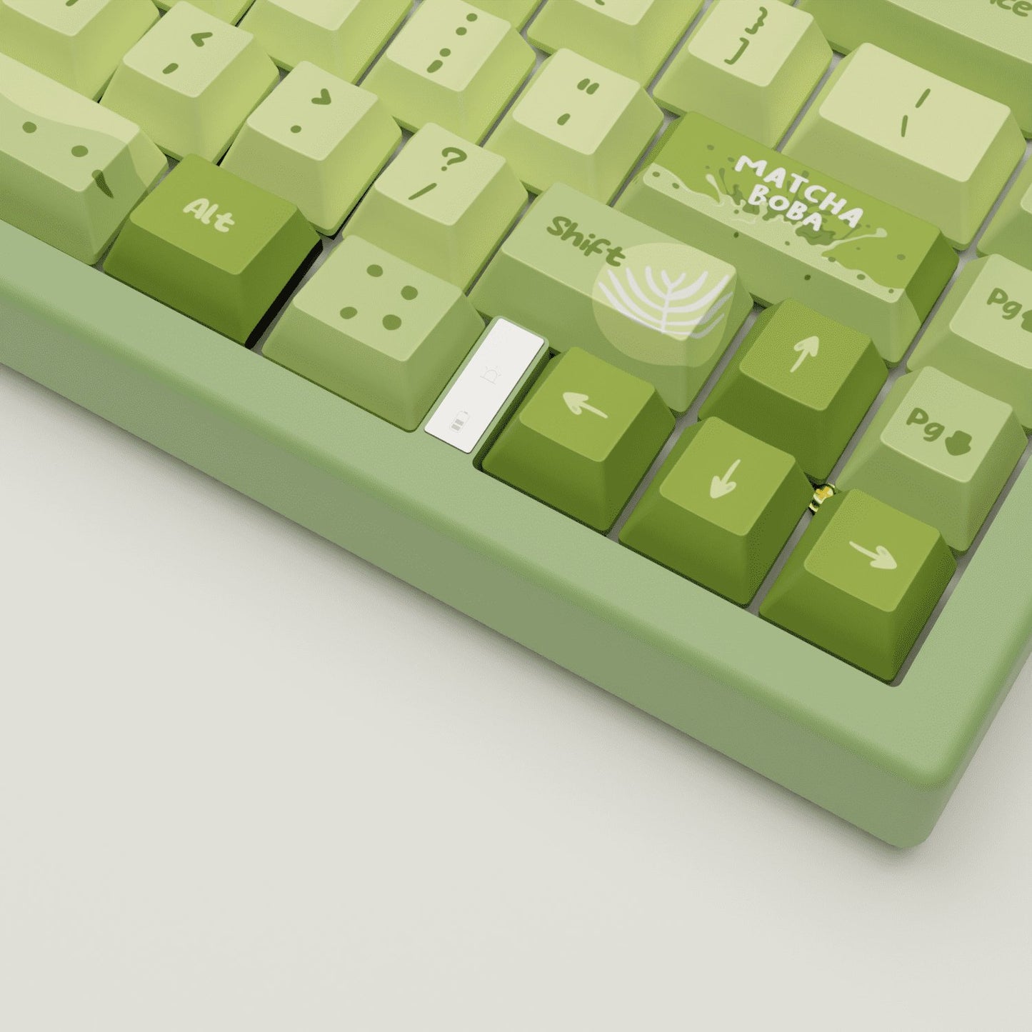 Matcha Boba Design Keycaps and Mechanical Keyboard - Goblintechkeys