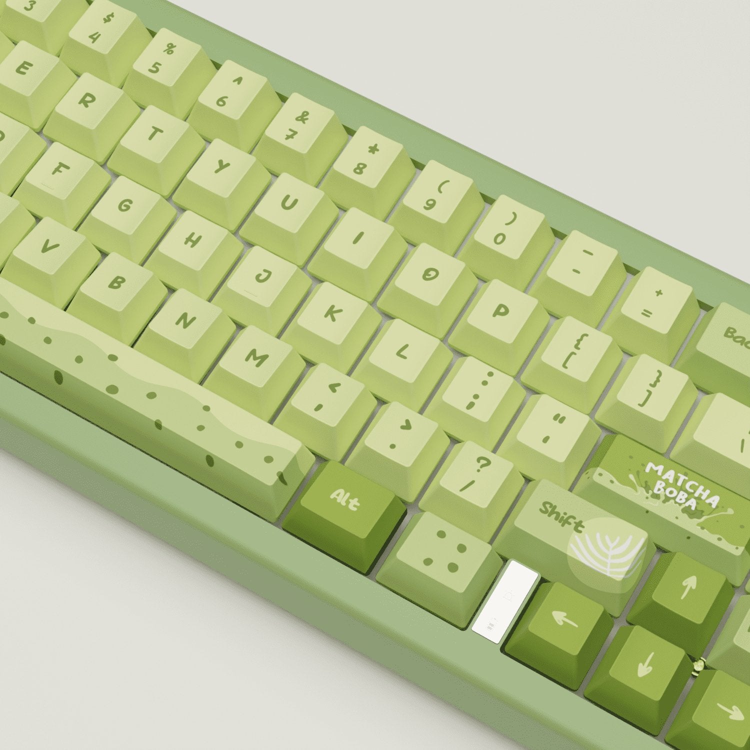 Matcha Boba Design Keycaps and Mechanical Keyboard - Goblintechkeys