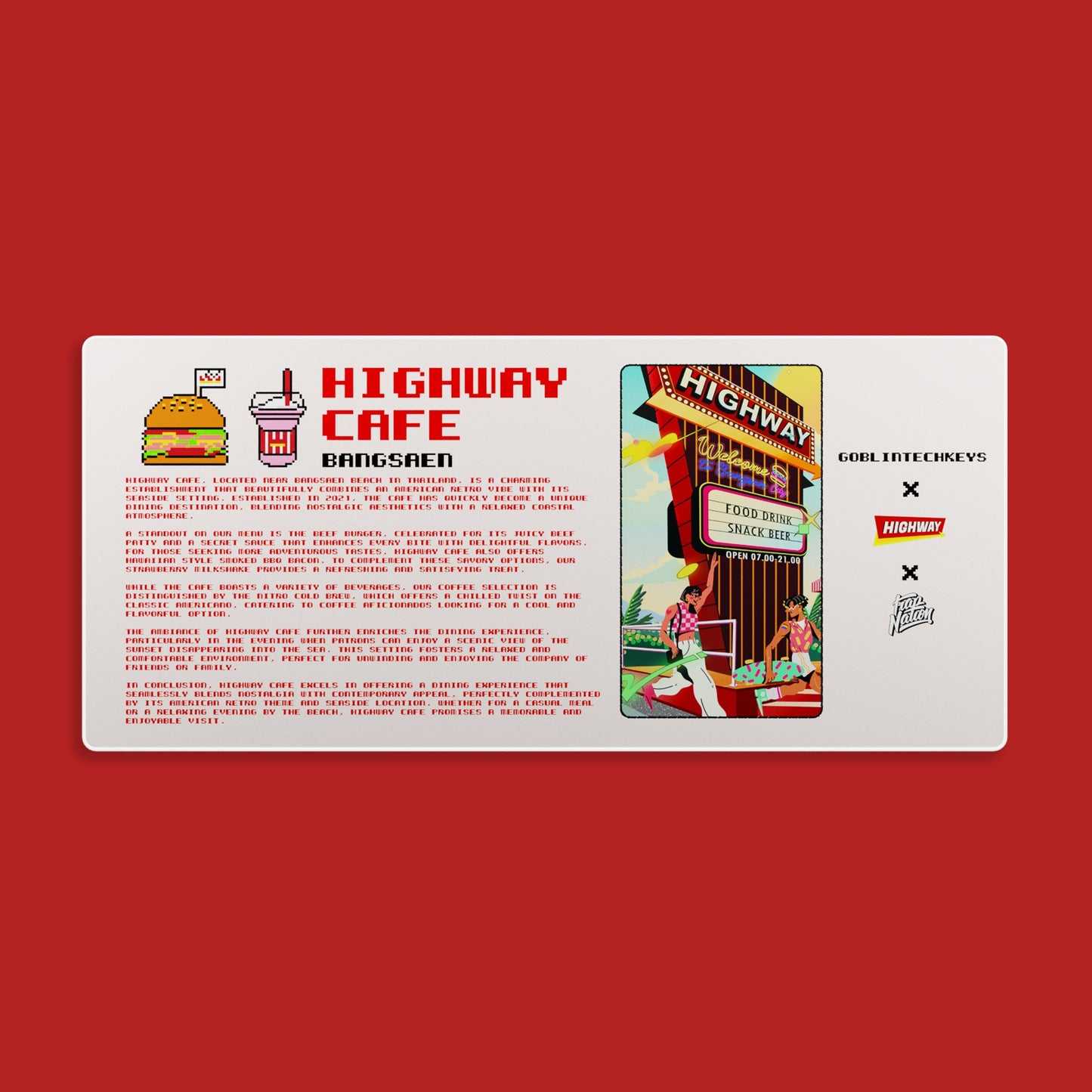 [Ready Stock] Goblintechkeys x Highway Cafe x Trap Nation Deskmat XL - Highway Cafe - Goblintechkeys