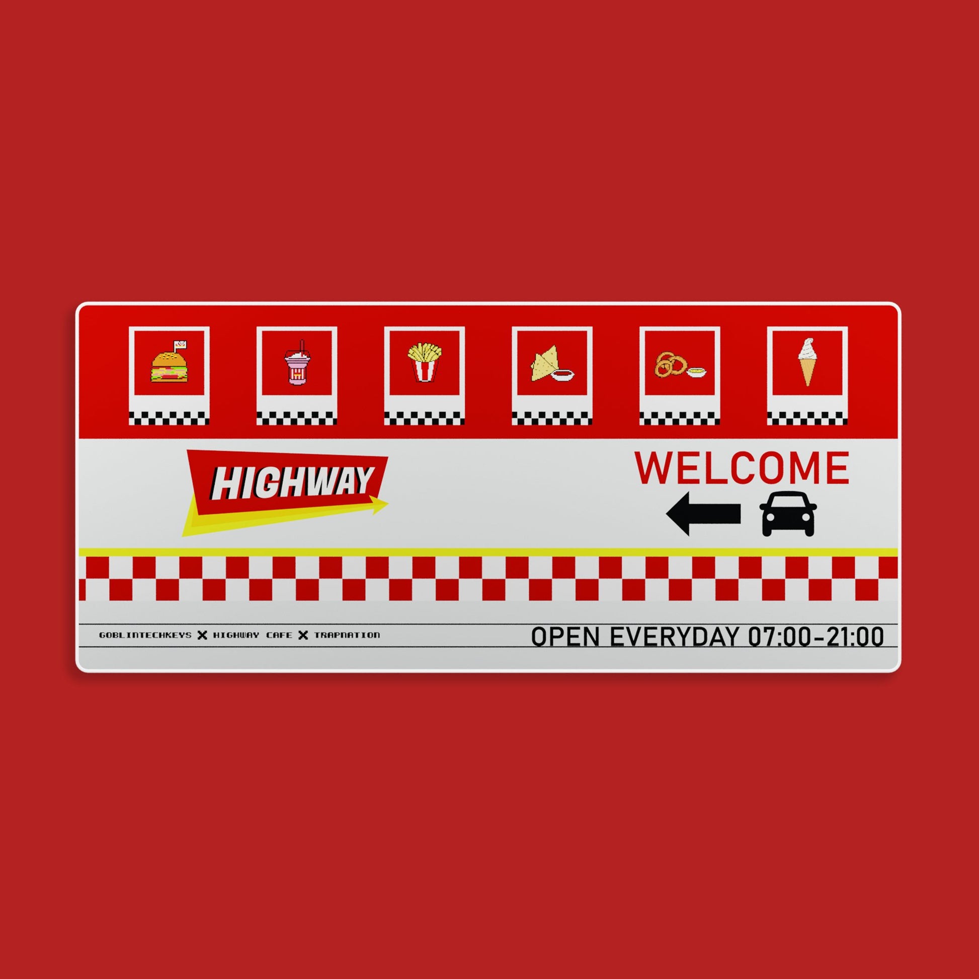 (Ready - stock)Goblintechkeys x Highway Cafe x Trap Nation Deskmat XL - Highway Cafe Signboard - Goblintechkeys