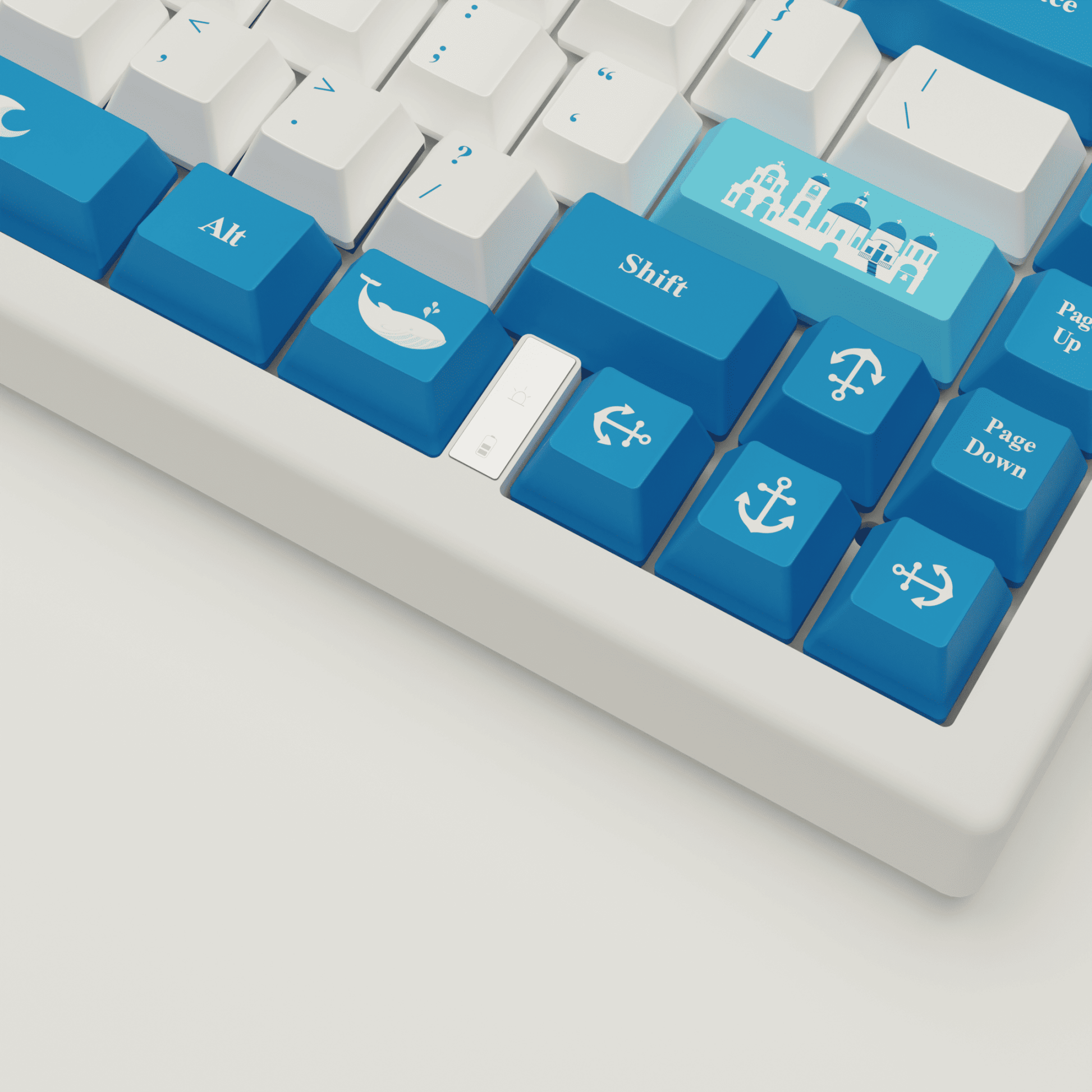 Santorini Story Design Keycaps and Mechanical Keyboard - Goblintechkeys