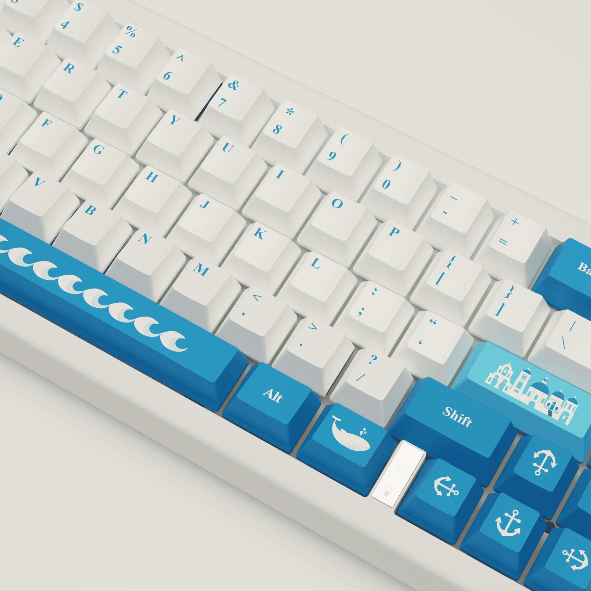 Santorini Story Design Keycaps and Mechanical Keyboard - Goblintechkeys