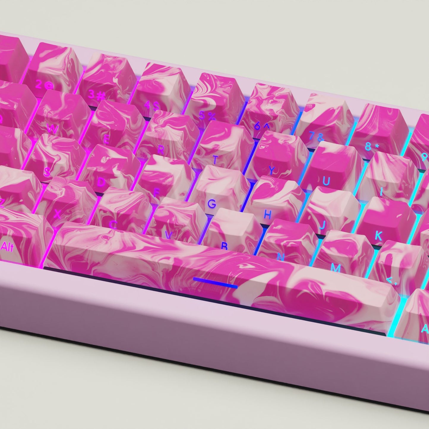 Suminagashi Pink GMK67 Keyboard | Designed By Funny Bunny - Goblintechkeys