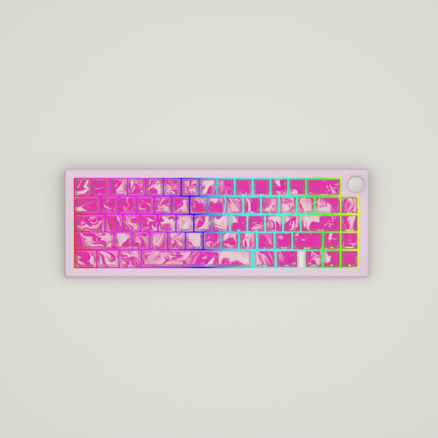 Suminagashi Pink GMK67 Keyboard | Designed By Funny Bunny - Goblintechkeys