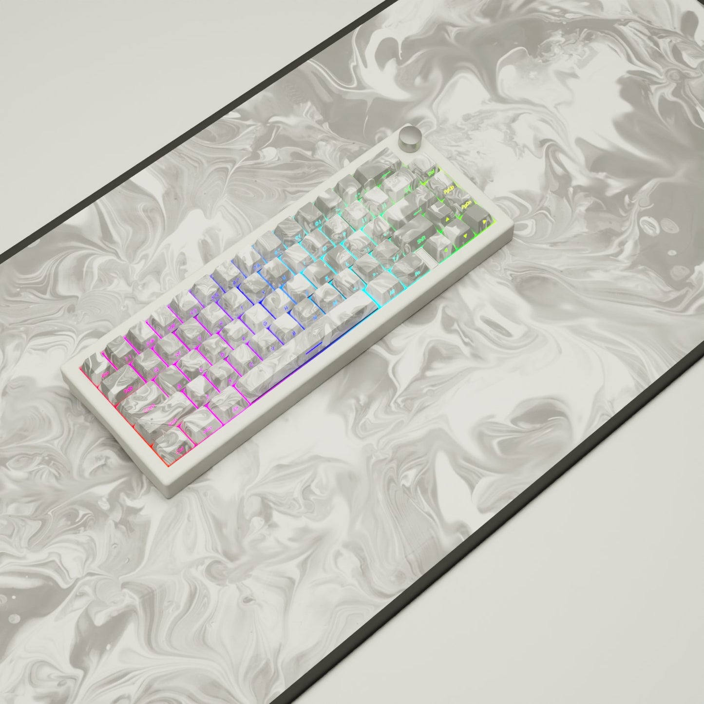 Suminagashi White GMK67 Keyboard | Designed By Funny Bunny - Goblintechkeys