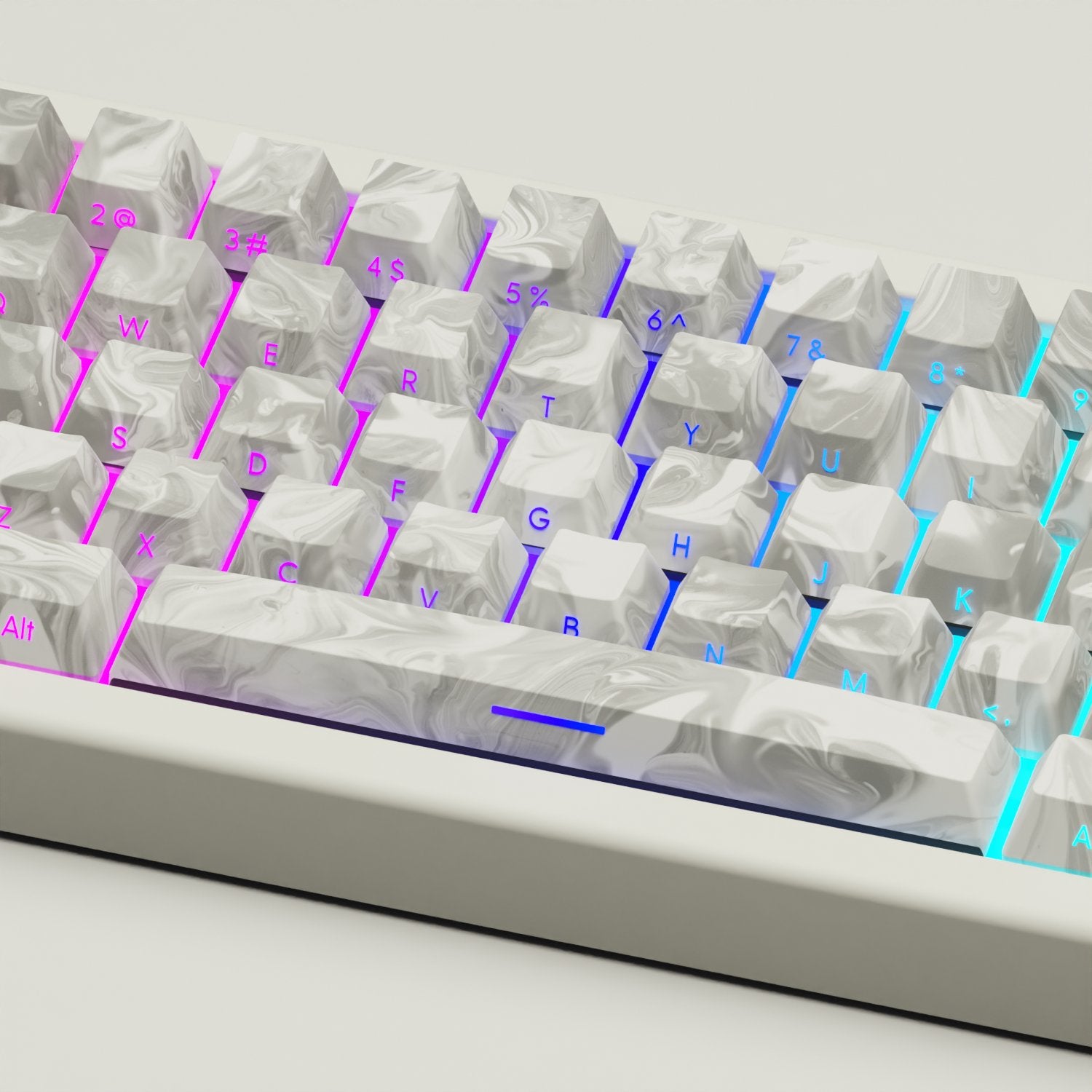 Suminagashi White GMK67 Keyboard | Designed By Funny Bunny - Goblintechkeys