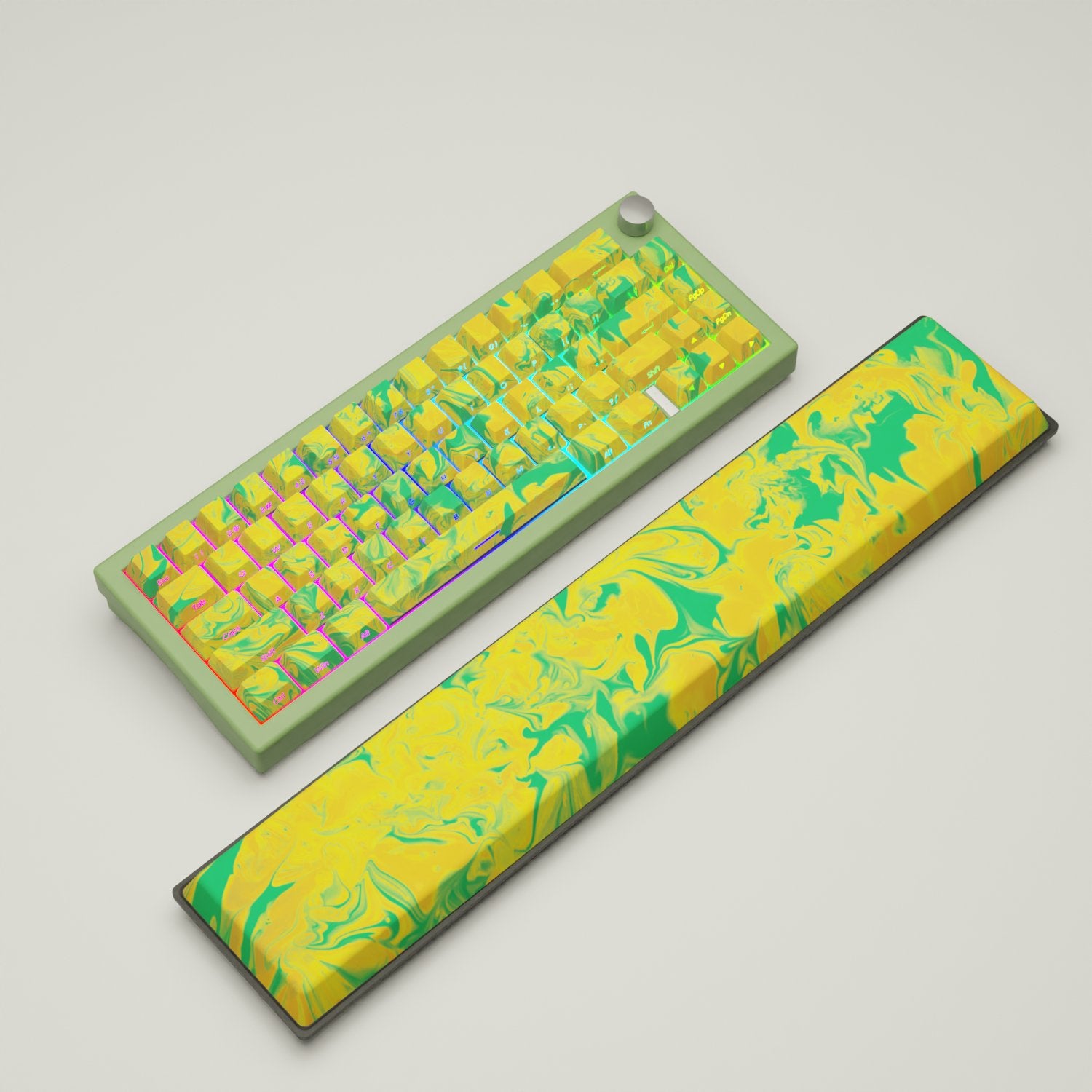 Suminagashi Yellow GMK67 Keyboard | Designed By Funny Bunny - Goblintechkeys