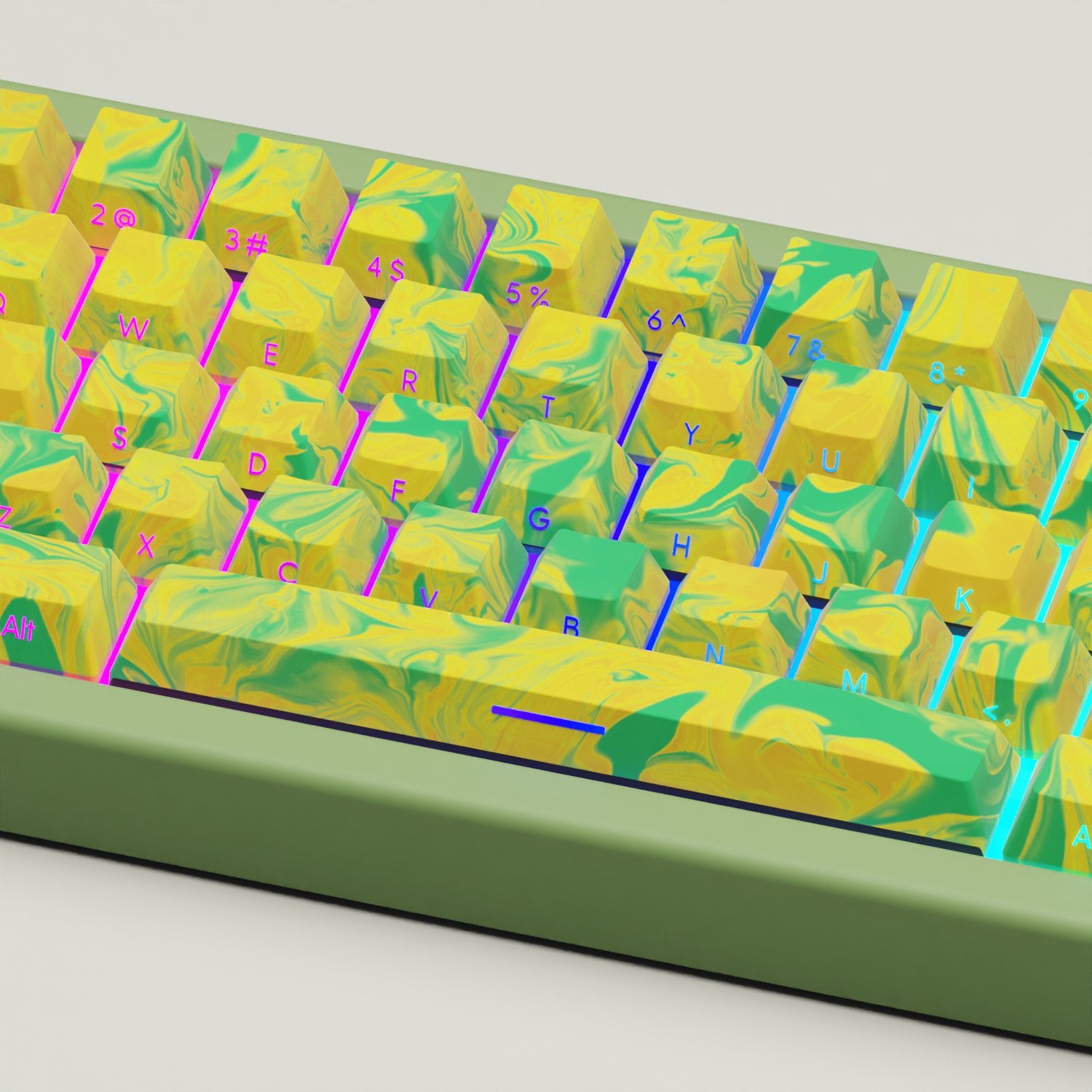 Suminagashi Yellow GMK67 Keyboard | Designed By Funny Bunny - Goblintechkeys