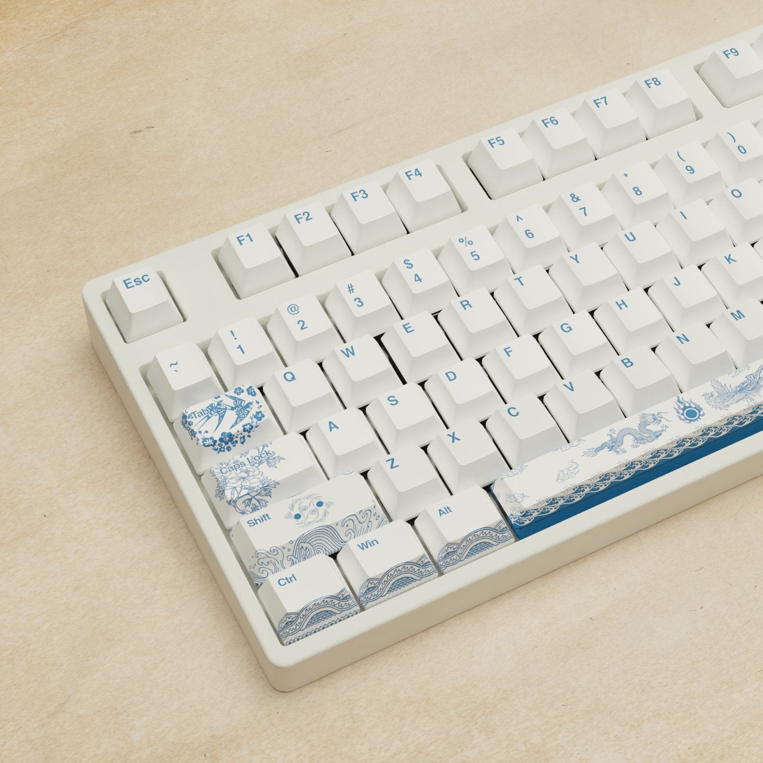 Alpha 108 - 100% Blue Pottery Mechanical Keyboard - Goblintechkeys