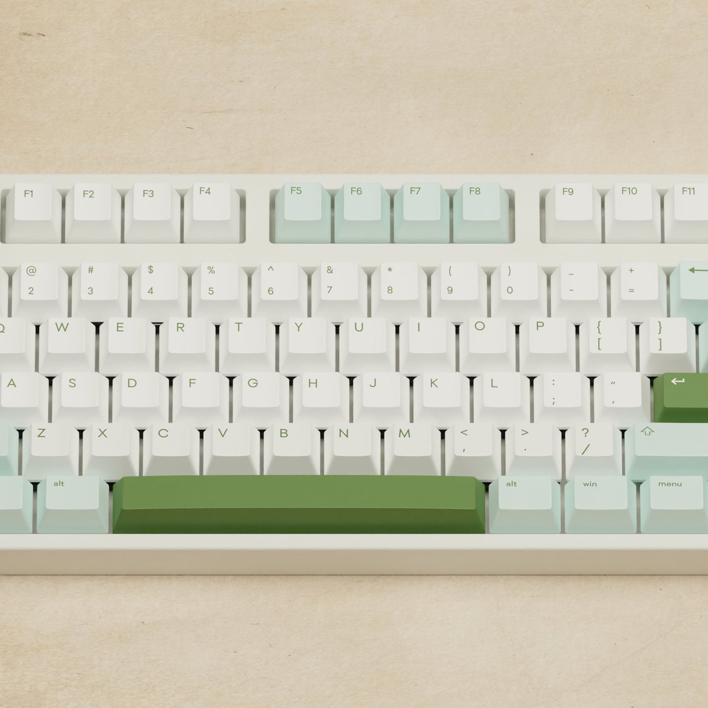 Alpha 108 - 100% Matcha Mechanical Keyboard - Goblintechkeys