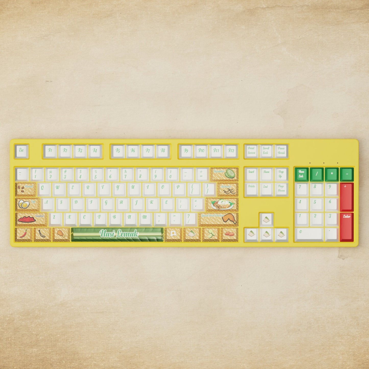 Alpha 108 - 100% Nasi Lemak Mechanical Keyboard - Goblintechkeys