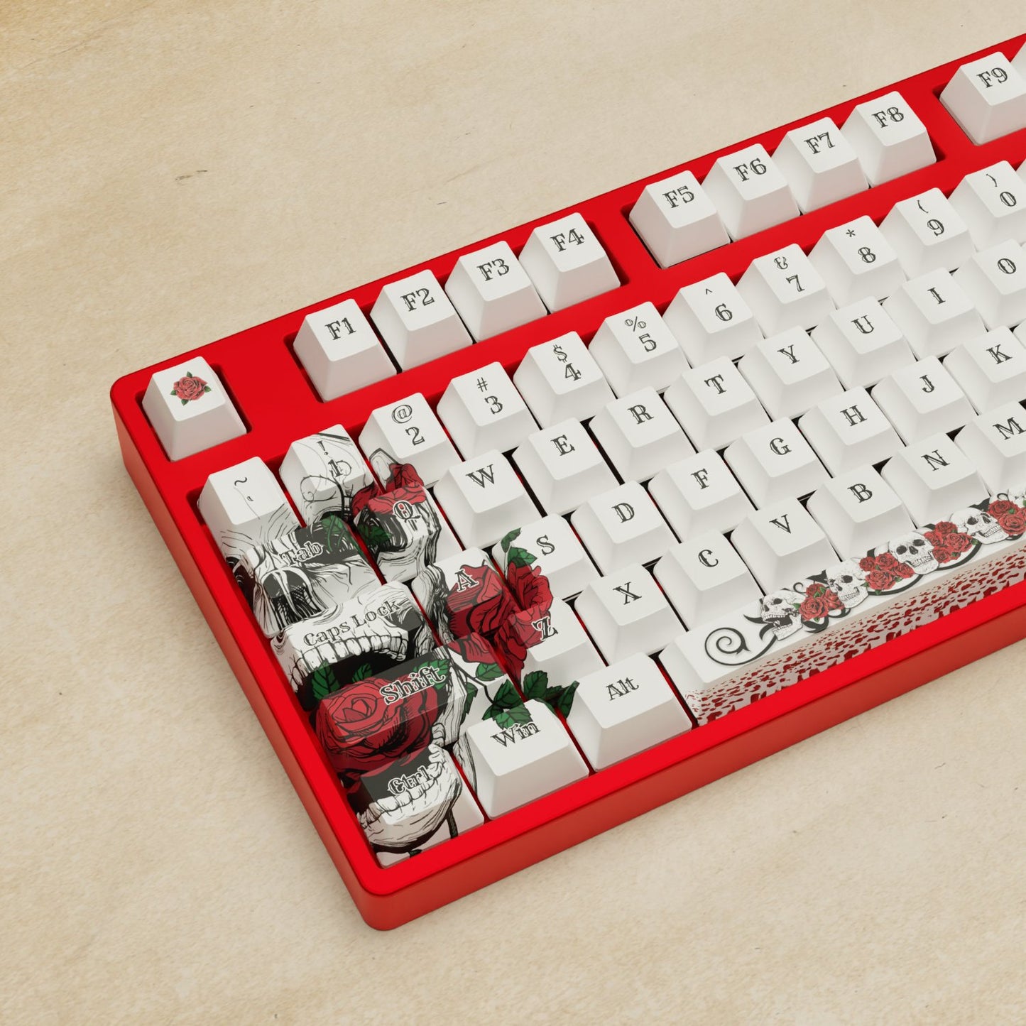 Alpha 108 - 100% Skull and Roses Mechanical Keyboard - Goblintechkeys