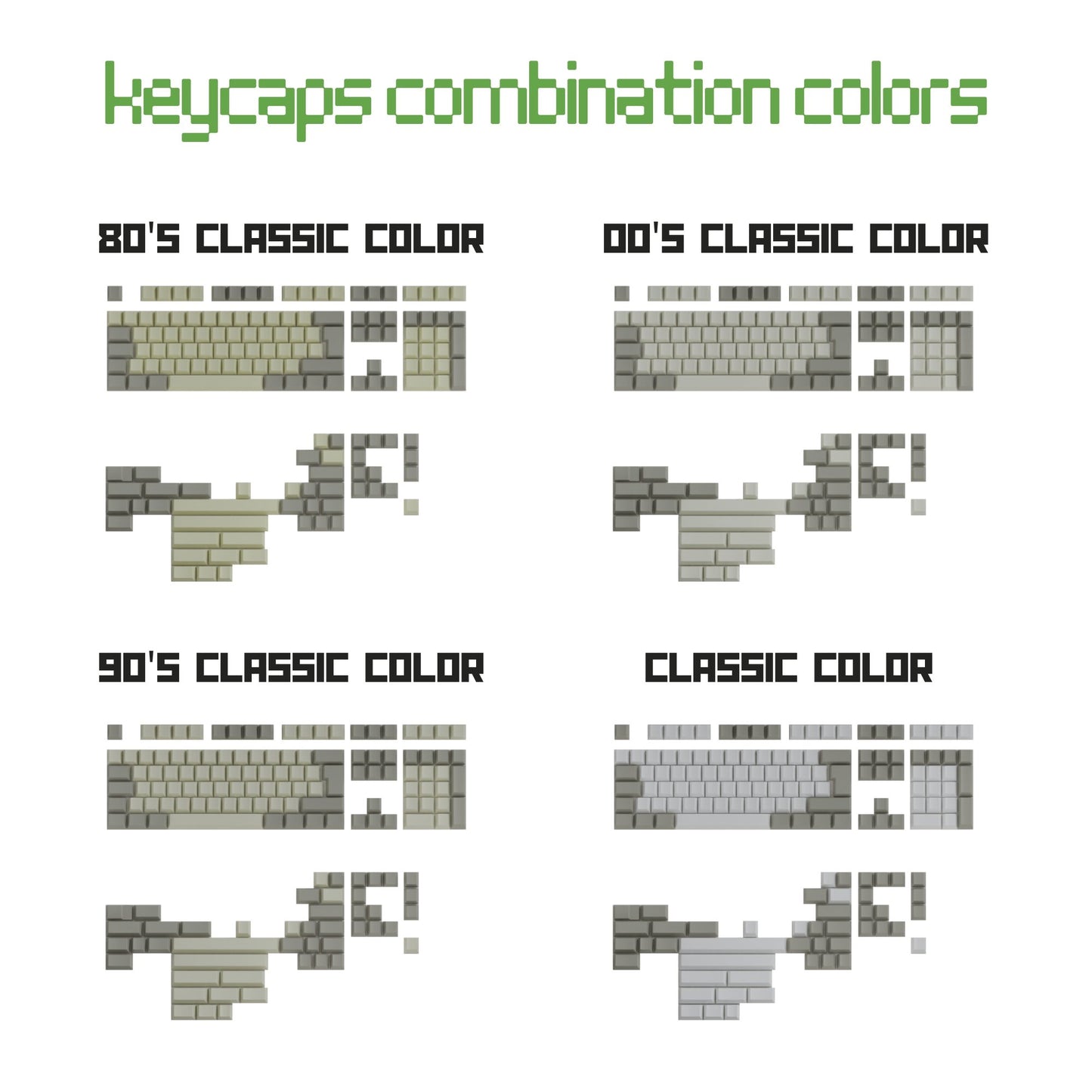 Colemak Classic Vintage Keycaps Set | Retro Keycaps - Goblintechkeys