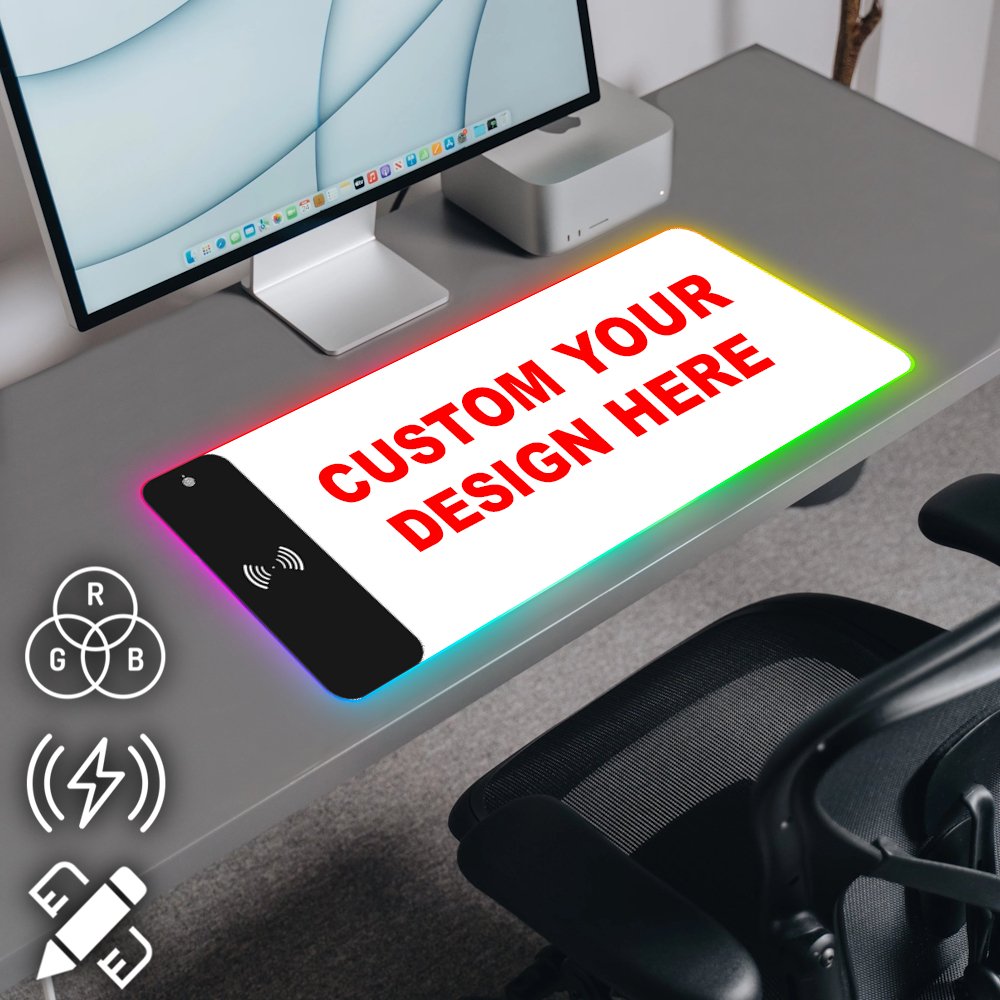 Custom Wireless Charging RGB Deskmat | Custom Your Own Design | Custom Deskmat - Goblintechkeys