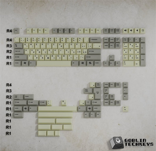 Czech QWERTZ Classic Vintage Keycaps Set | Retro Keycaps - Goblintechkeys