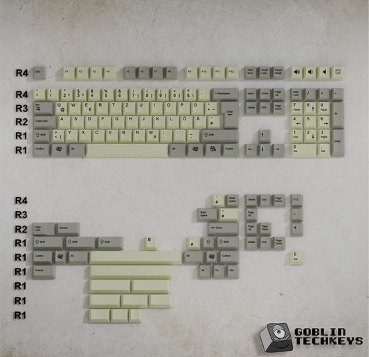 German QWERTZ Classic Vintage Keycaps Set | Retro Keycaps - Goblintechkeys