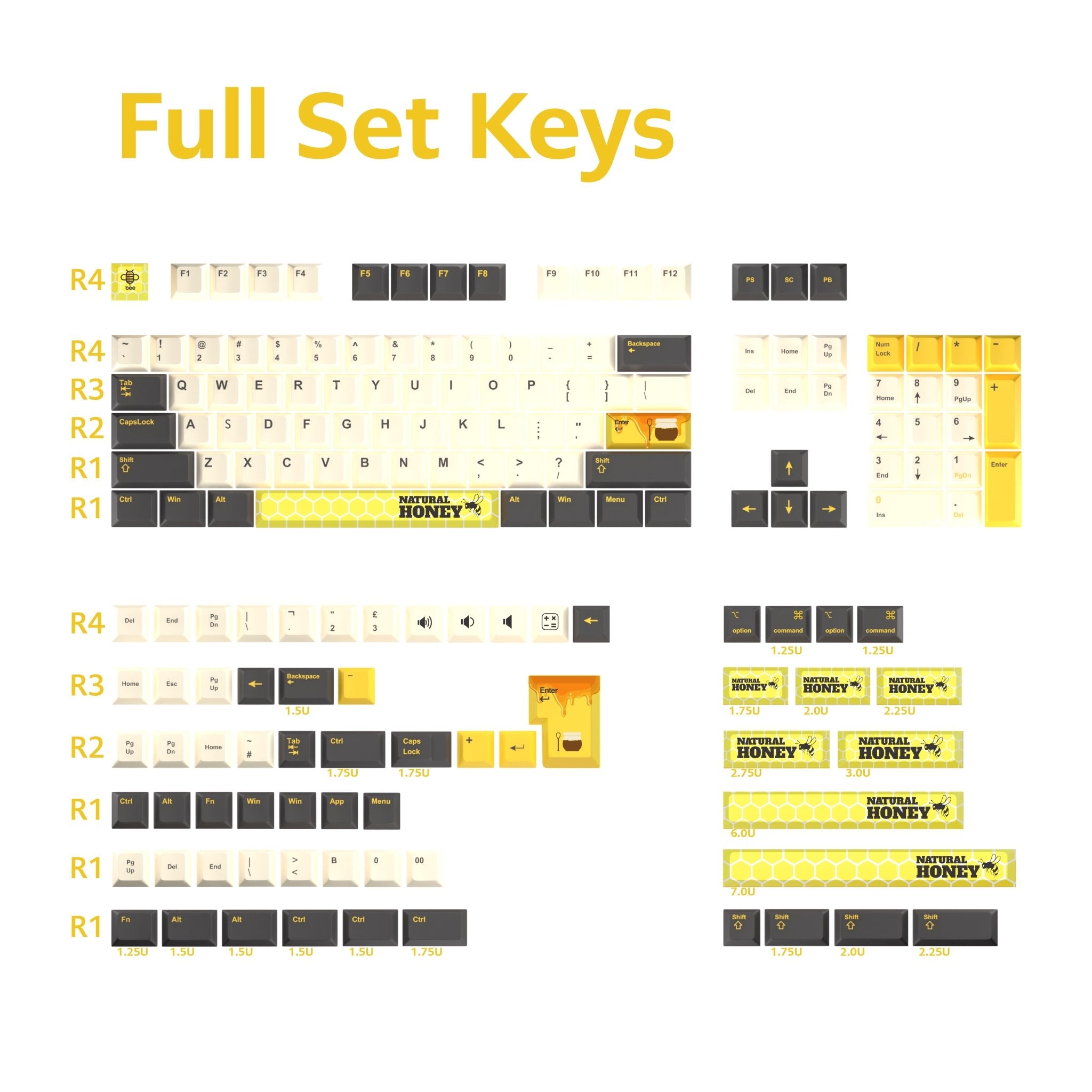 Honey Bee Keycaps | 168 keys - Goblintechkeys