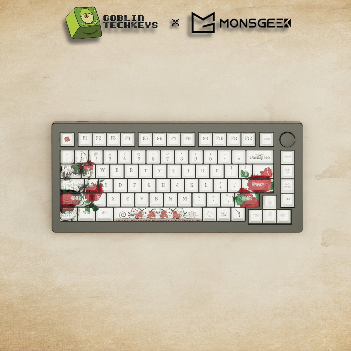 Monsgeek M1W - 75% Blender 3D ( Skull & Roses ) Mechanical Keyboard - Goblintechkeys