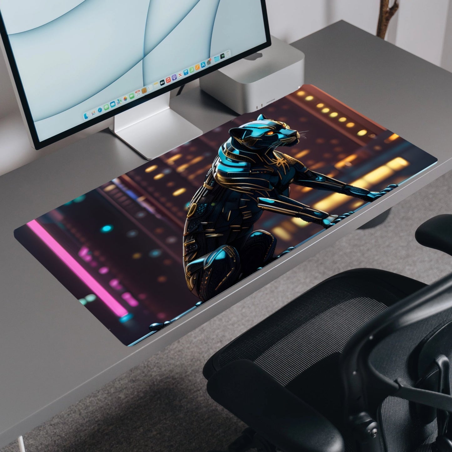 Panther in Metal Gear | Custom Artisan Mousepad | Gaming & Office Desk Mat - Goblintechkeys