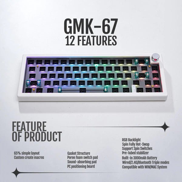 GMK67 65% Gasket Mechanical Keyboard Barebone