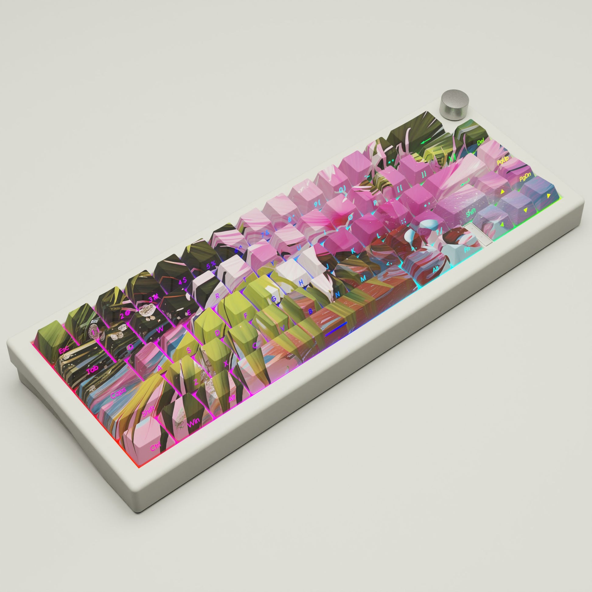 Purple Blossom GMK67 Keyboard | Designed by Jen28nart - Goblintechkeys