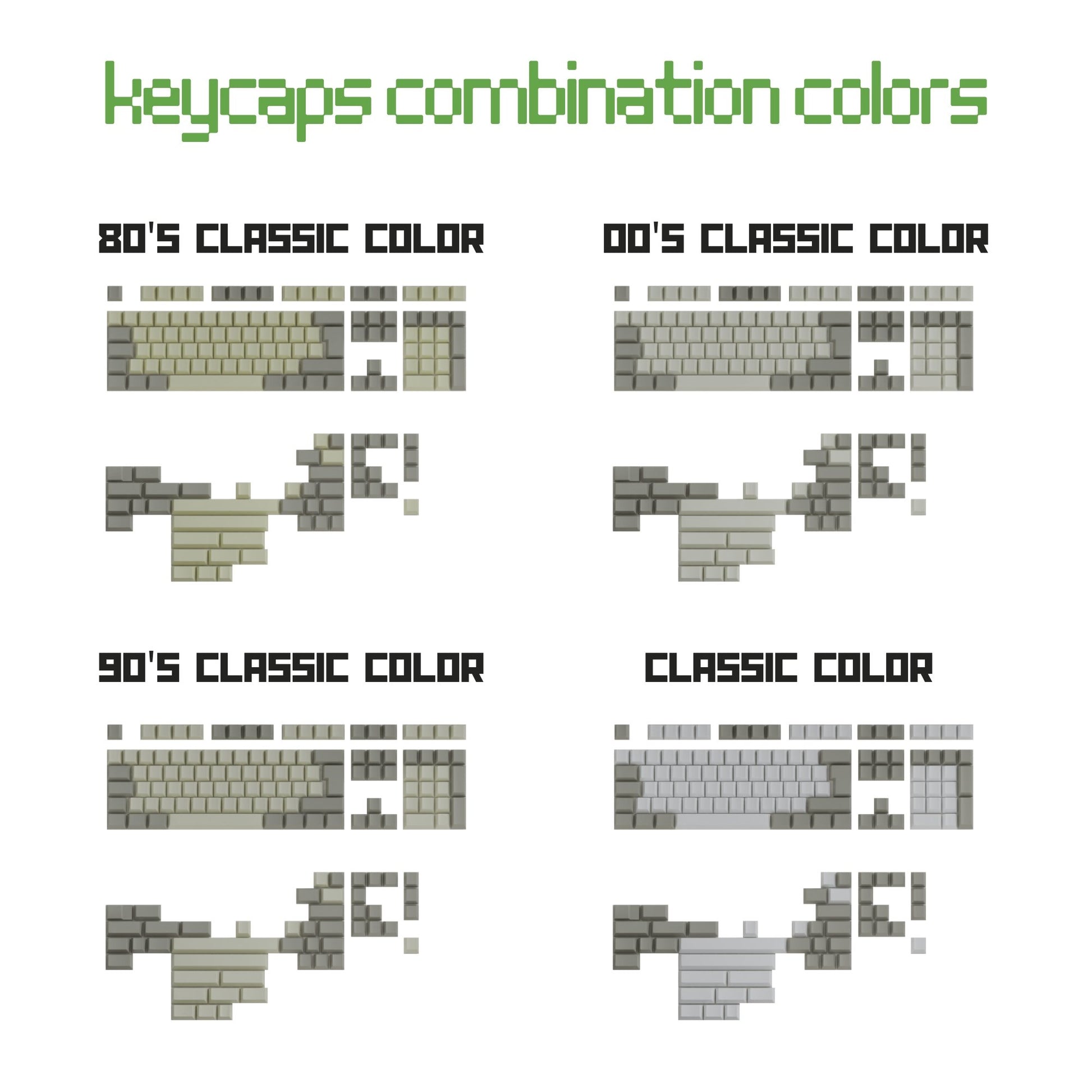 US-International Classic Vintage Keycaps Set | Retro Keycaps - Goblintechkeys