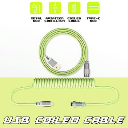 USB Coiled Cable | Double-Sleeved Mechanical Keyboard Wire | Detachable Metal Aviator - Goblintechkeys