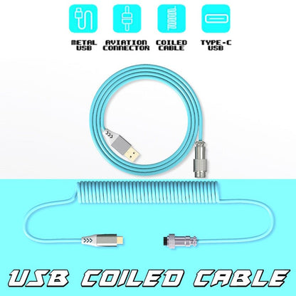 USB Coiled Cable | Double-Sleeved Mechanical Keyboard Wire | Detachable Metal Aviator - Goblintechkeys