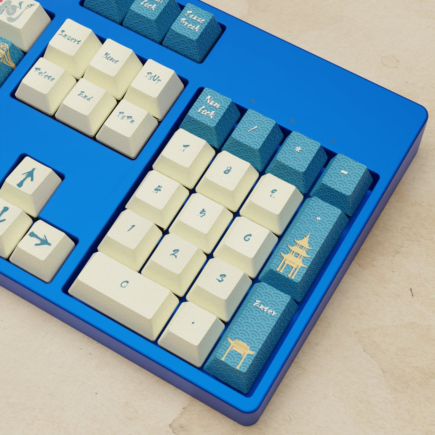 Japanese Wave Keycaps Blue Keycaps Goblintechkeys