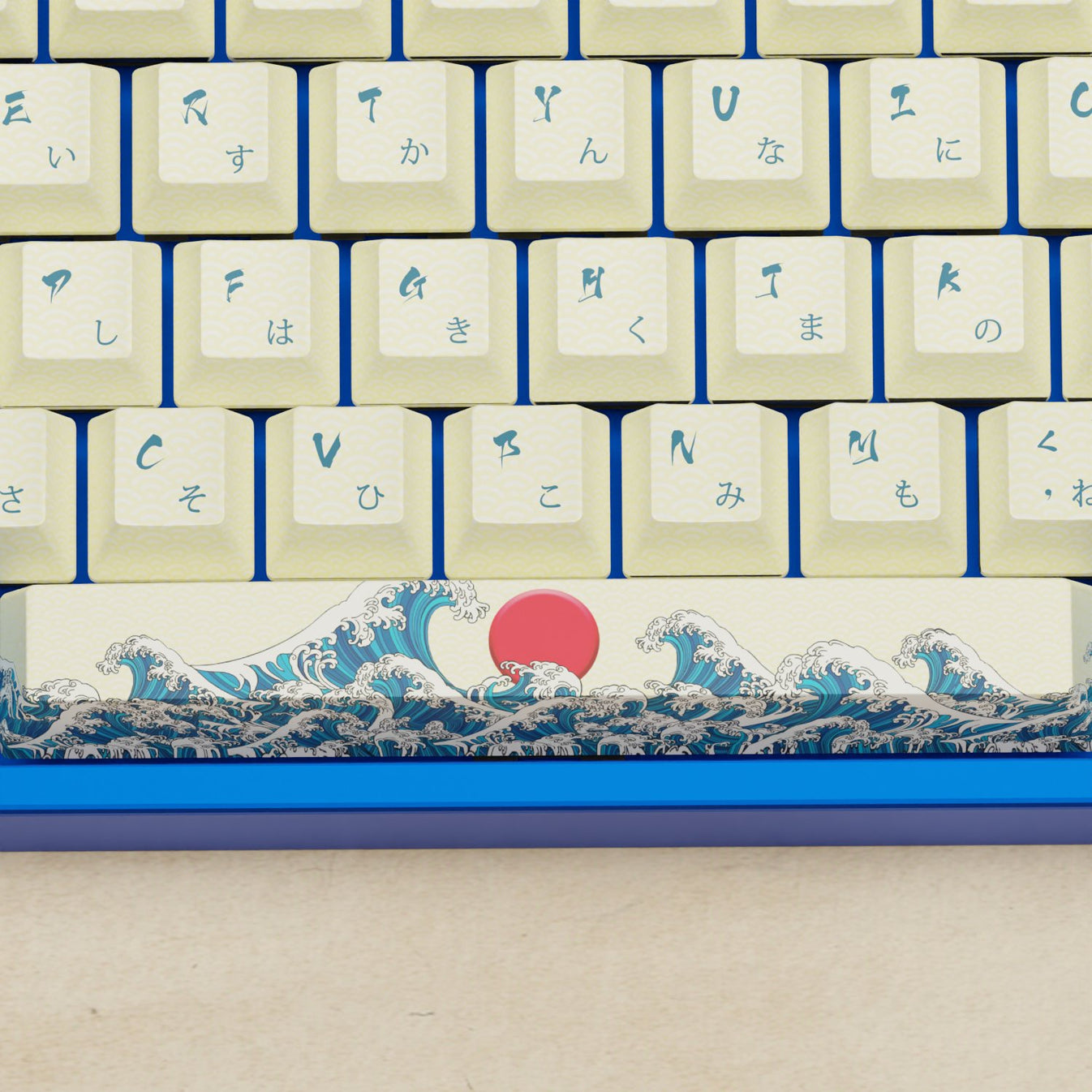 Japanese Wave Keycaps Blue Keycaps Goblintechkeys
