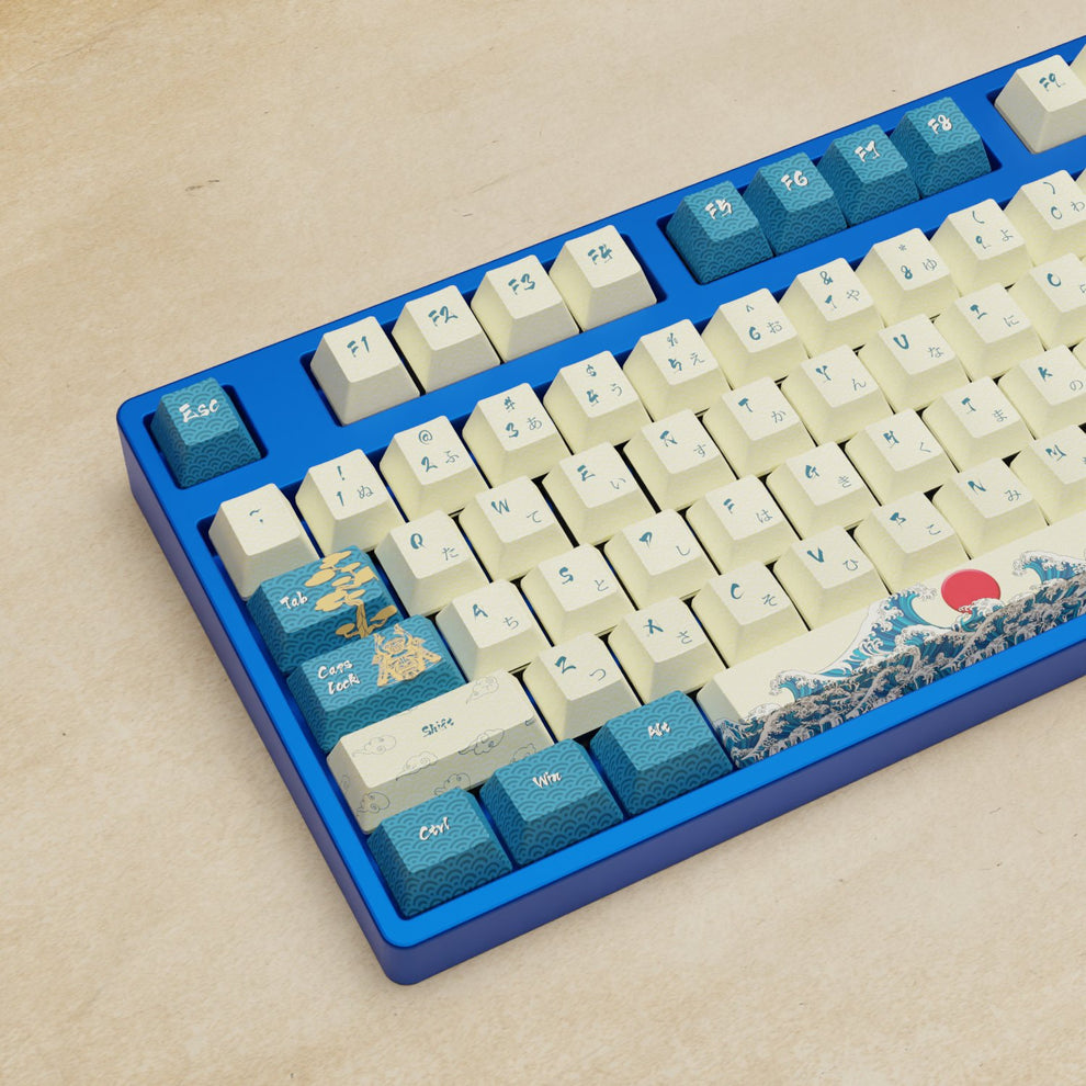 Japanese Wave Keycaps Blue Keycaps Goblintechkeys